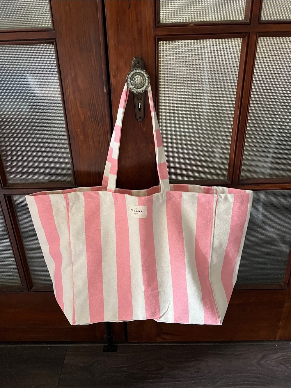 Sezane Pink Striped Tote